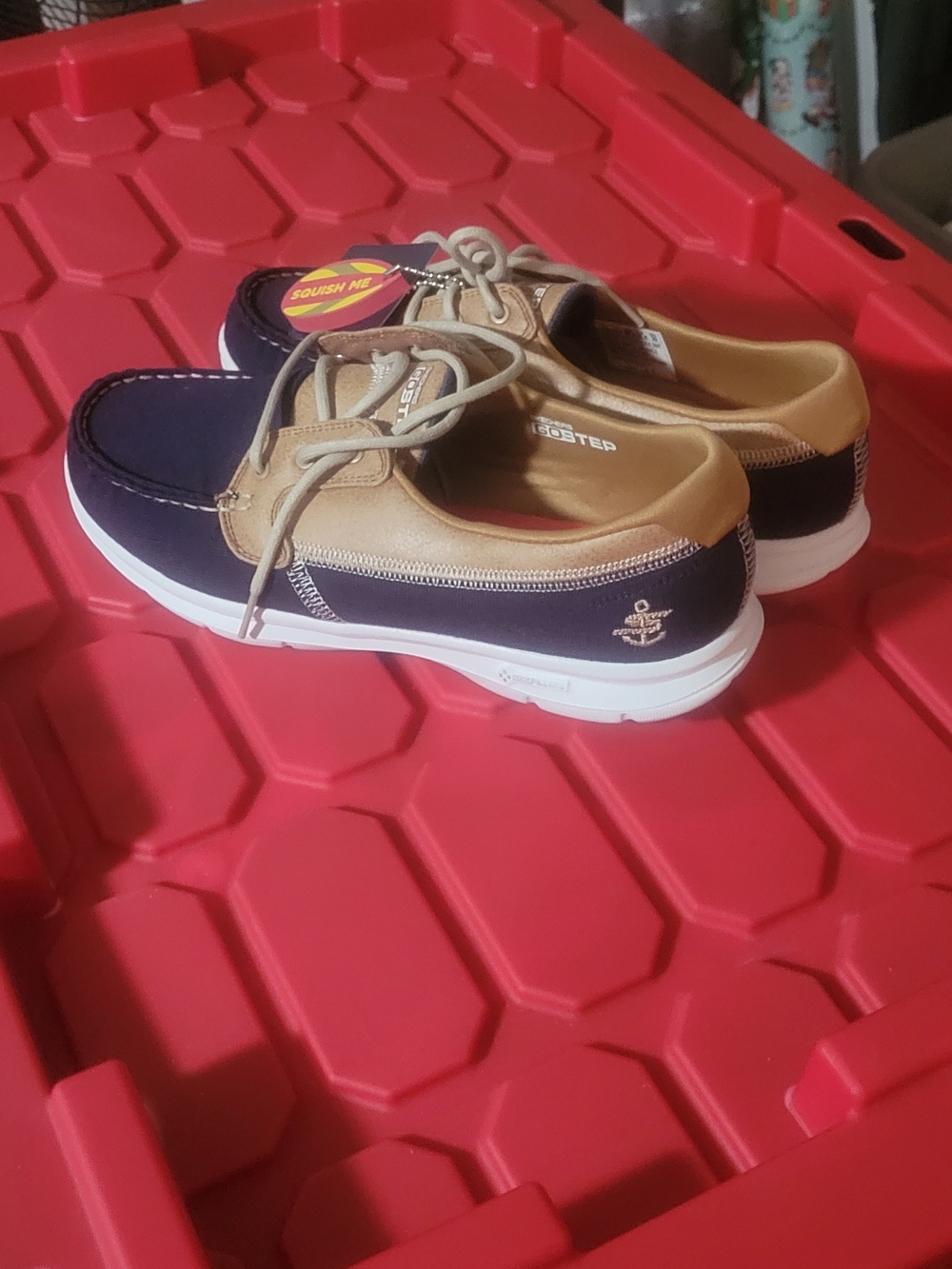 Navy and Tan Women’s Casual Lace-Up Sneakers